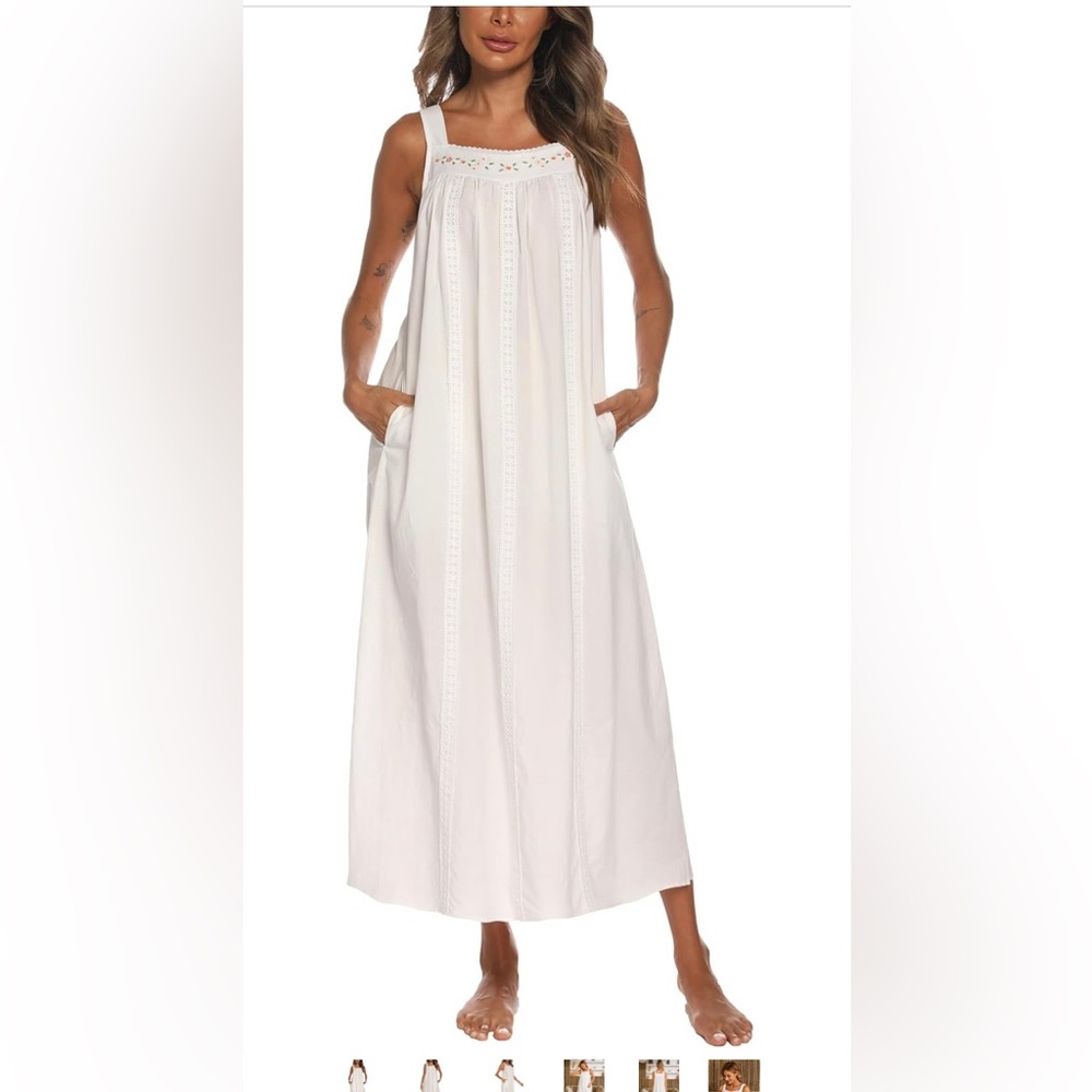 The Yozly Nightgown 100% Cotton Sleeveless + Pockets - L-